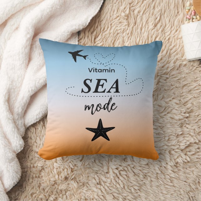 Vitamin Sea Mode Orange Summer Colour Throw Pillow (Blanket)