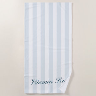 'Vitamin Sea' Nautical Blue & White Striped Gift Beach Towel