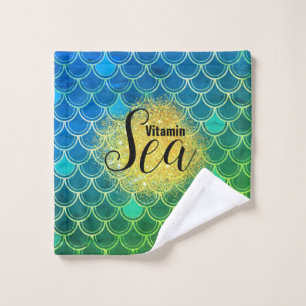 Vitamin Sea Ombre Blue Green Mermaid Scales Bath Towel Set