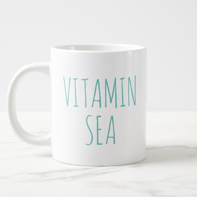 "Vitamin Sea" Simple Modern Farmhouse Large Coffee Mug (Left)