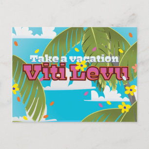 Viti Levu vacation travel poster. Postcard