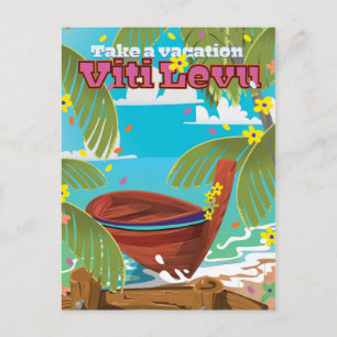 Viti Levu vacation travel poster. Postcard