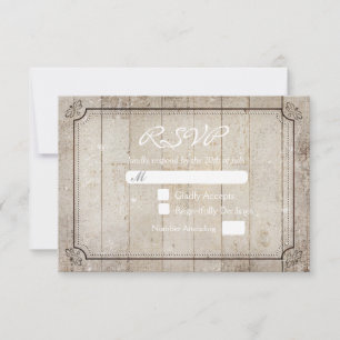 Vitnage Rustic Wooden Country Wedding RSVP Card