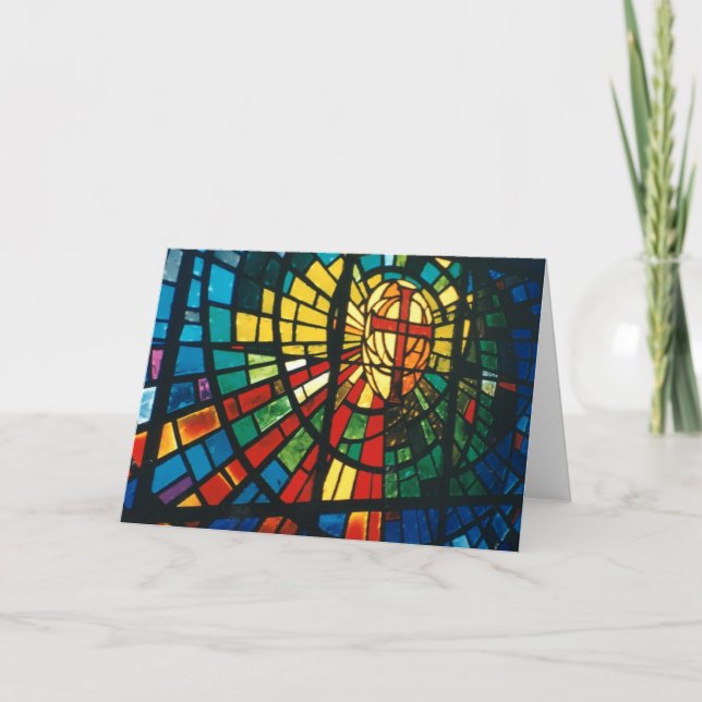 Vitre Vitrée Christian Cross Carte de voeux (Devant)
