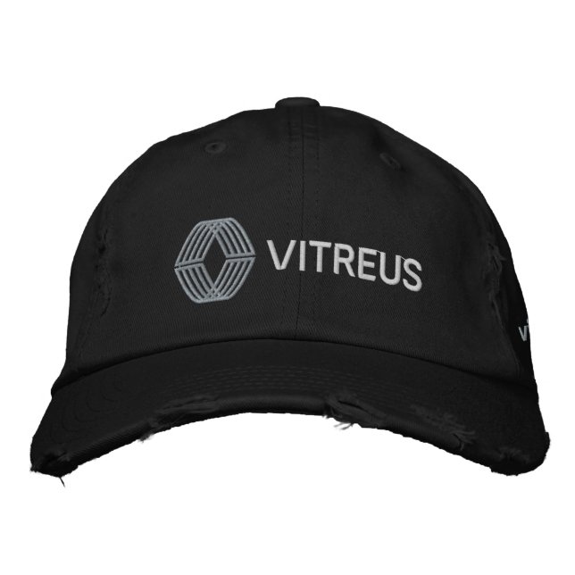 VITREUS Distressed Chino Twill Cap | BLACK (Front)