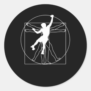 Vitruvian Boulderer Bouldering Classic Round Sticker