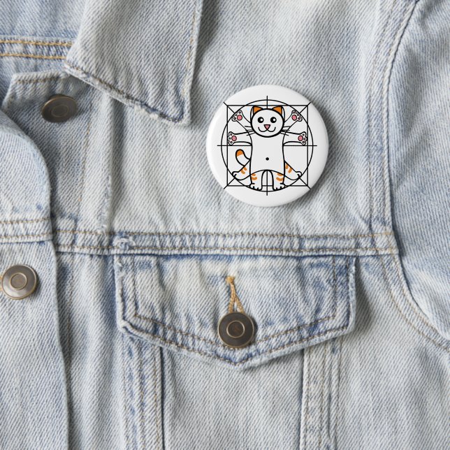 Vitruvian Cat 2 Inch Round Button (In Situ)