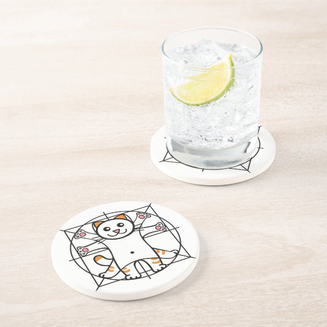 Vitruvian Cat Coaster (Side)