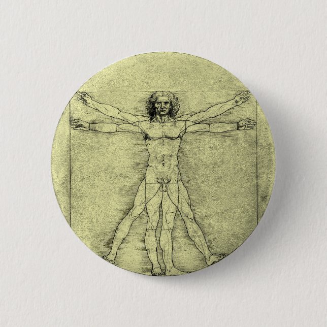 Vitruvian Man 2 Inch Round Button (Front)