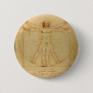 Vitruvian man. 2 inch round button