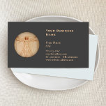 Vitruvian Man Business Card<br><div class="desc">Richly and elegantly design with Leonardo Da vinci's Vitruvian Man. Great card health medical professions specializing in anatomy.</div>