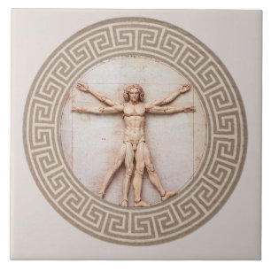 Vitruvian Man by Da Vinci Neutral Architectural Tile