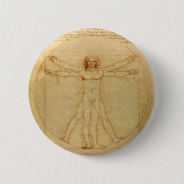 Vitruvian Man by Leonardo da Vinci 2 Inch Round Button (Front)