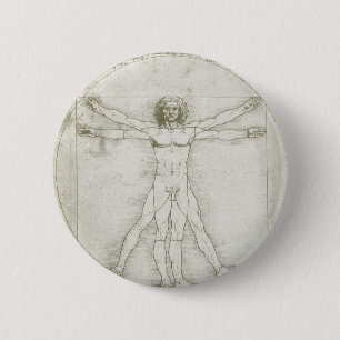 Vitruvian Man by Leonardo da Vinci 2 Inch Round Button