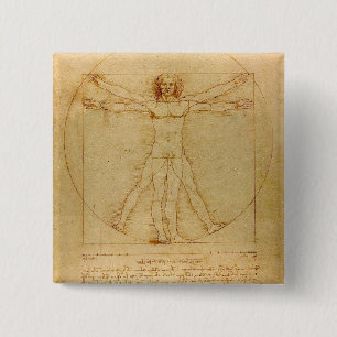 Vitruvian Man by Leonardo Da Vinci 2 Inch Square Button