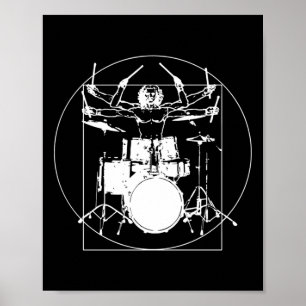 Vitruvian Man Drummer Sticker Poster