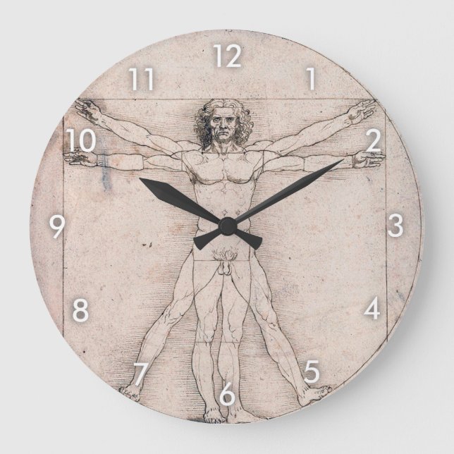 Vitruvian Man, Leonardo da Vinci Large Clock (Front)
