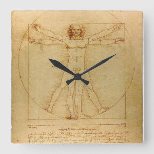 Vitruvian Man Square Wall Clock
