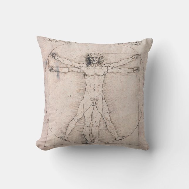Vitruvian ManVitruvian Man, Leonardo da Vinci Throw Pillow (Front)