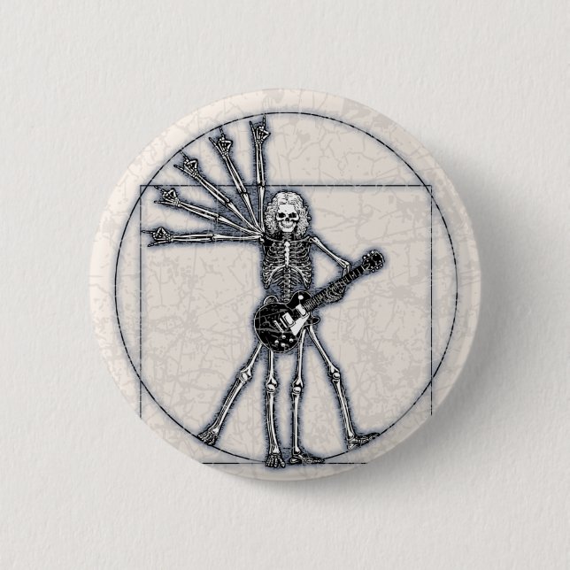 Vitruvian Skeleton 2 Inch Round Button (Front)