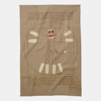 Vitruvian Sock Monkey Kitchen Towel