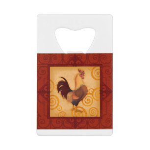 VIV53 Rooster 1.tif Credit Card Bottle Opener