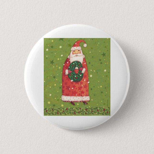 VIV77 Green Santa.tif 2 Inch Round Button (Front)