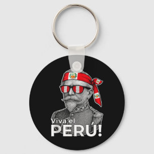 Viva El Peru Bolognesi Peru Patriotic Tribute Men Keychain