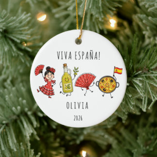 Viva España Personalized Spain Travel  Ceramic Ornament