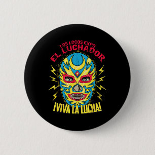Viva La Lucha Mexico Black Women Cinco De Mayo Mex 2 Inch Round Button