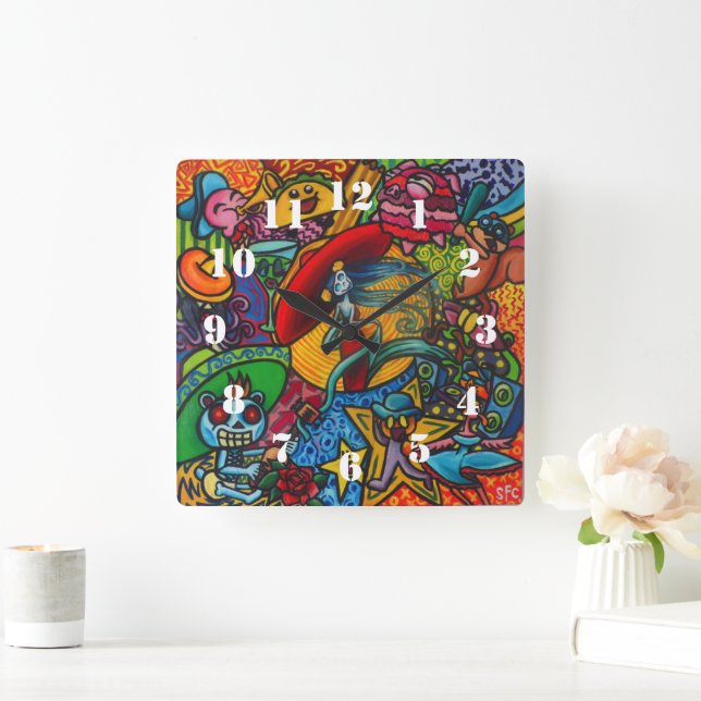 Viva La Vida By Squid Fear City Square Wall Clock (Home)