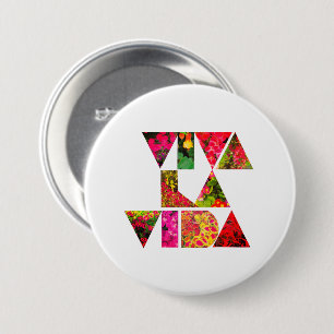 VIVA LA VIDA White Floral Letters 3 Inch Round Button