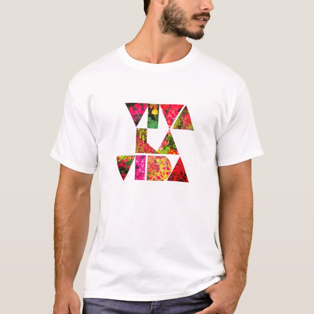 VIVA LA VIDA White Floral Letters T-Shirt (Front)