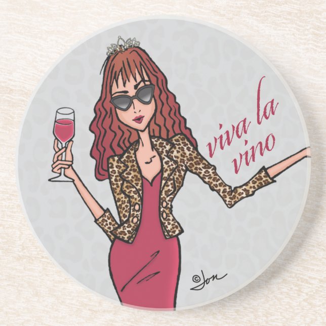 Viva La Vino Leopard Queen Dessous de verre en grè (Devant)
