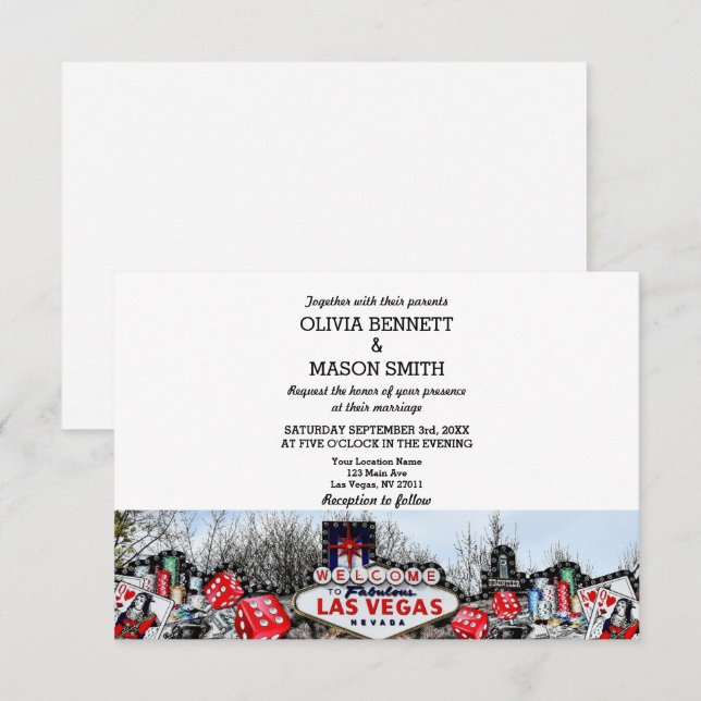 Viva Las Vegas Destination Mariage Invitation (Devant / Derrière)