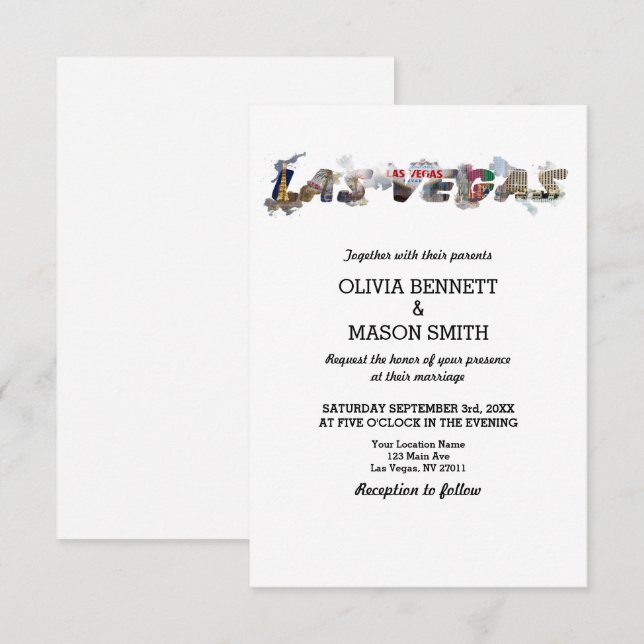 Viva Las Vegas Destination Mariage Invitation (Devant / Derrière)