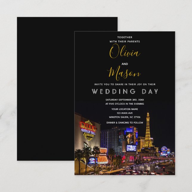 Viva Las Vegas Destination Wedding Invitation (Front/Back)