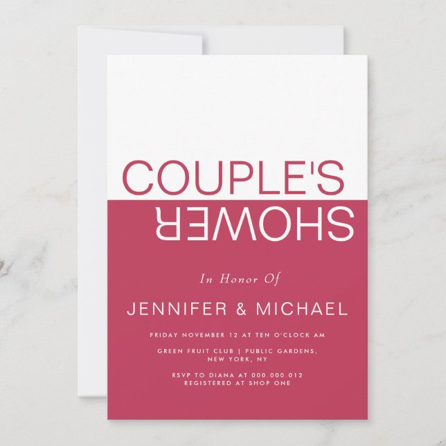 Viva magena colour block couples wedding shower invitation (Front)