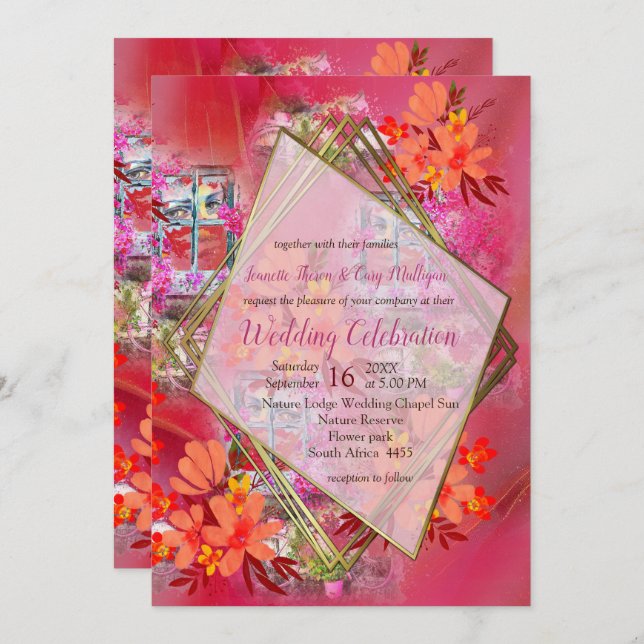 Viva Magenta 2023 gild inside the window Invitation (Front/Back)