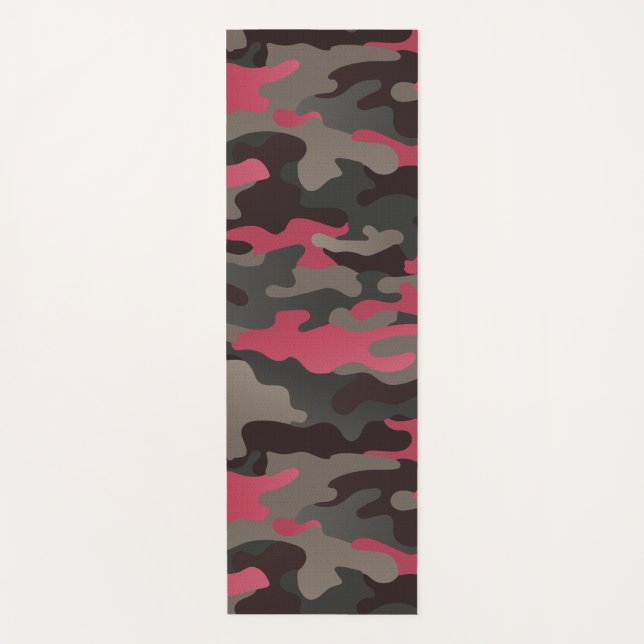 Viva Magenta and Grey Camo Yoga Mat (Front)