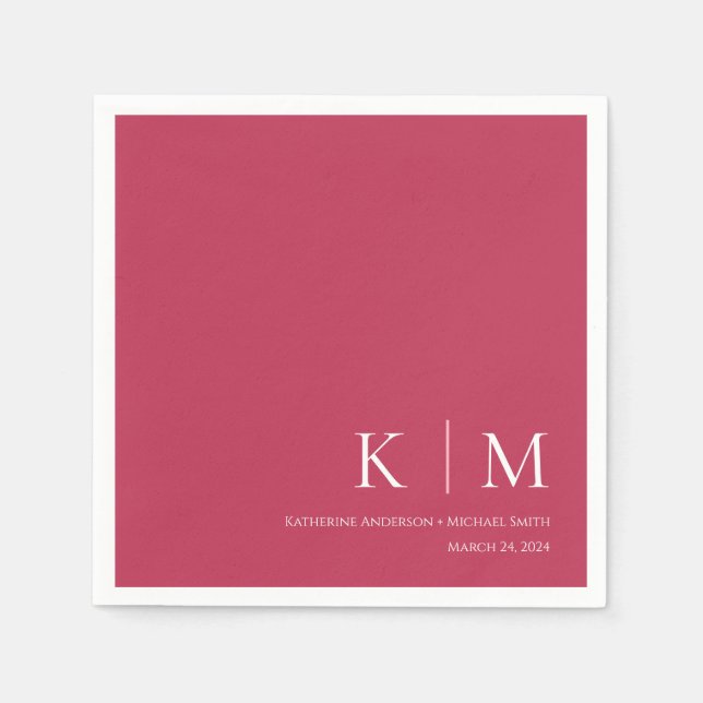 Viva Magenta and White-Wedding- Napkin (Front)