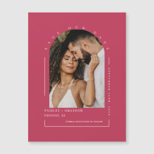 Viva Magenta Arc Photo Save Our Date Magnetic Card