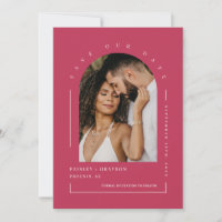 Viva Magenta Boho Arch Photo QR Code Save Our Date