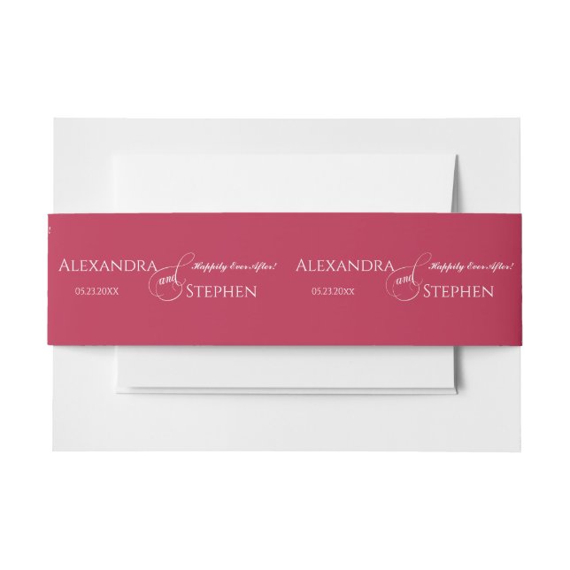 Viva Magenta Chic Calligraphy Couple Name Wedding Invitation Belly Band (Front Example)