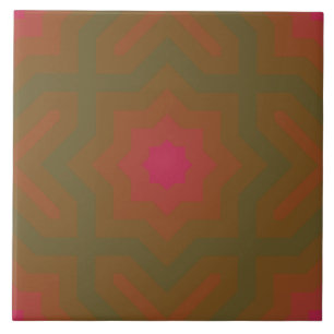 Viva Magenta Fir Green Stars Pattern Tile