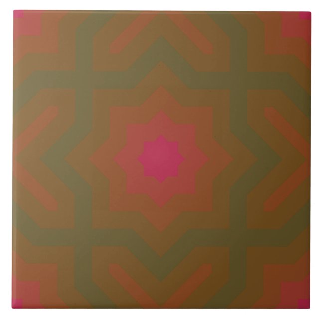 Viva Magenta Fir Green Stars Pattern Tile (Front)