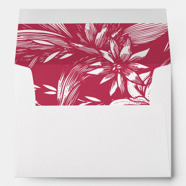 Viva magenta floral arrangement wedding envelope (Back (Bottom))