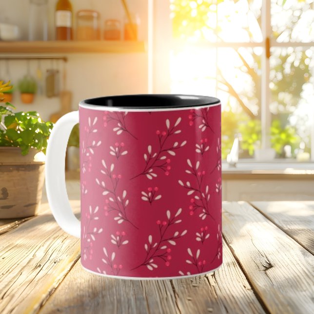 Viva Magenta Floral Pattern Wraparound Mug (Creator Uploaded)