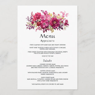 Viva Magenta Floral Wedding Menu