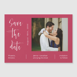Viva Magenta Minimalist Save the Date Photo Magnet